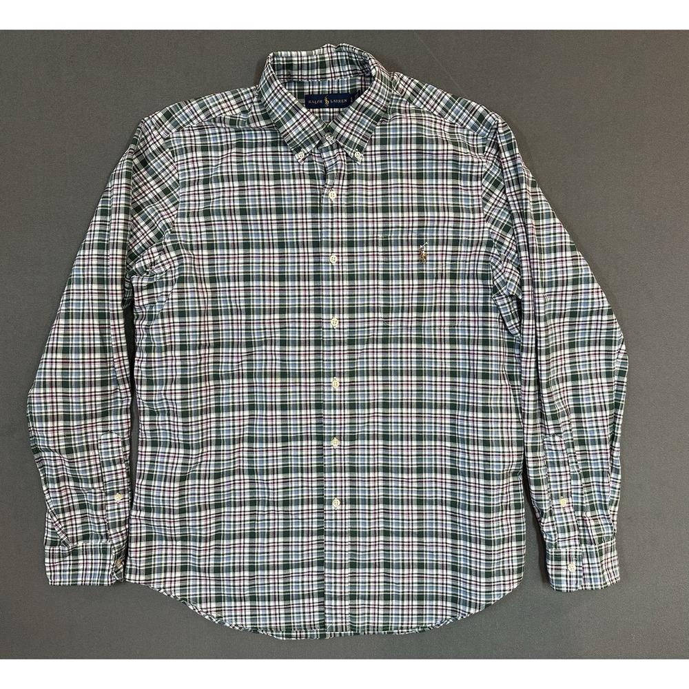 Ralph Lauren Mens Long Sleeve 100% Cotton Button Down Shirt‎ Size L